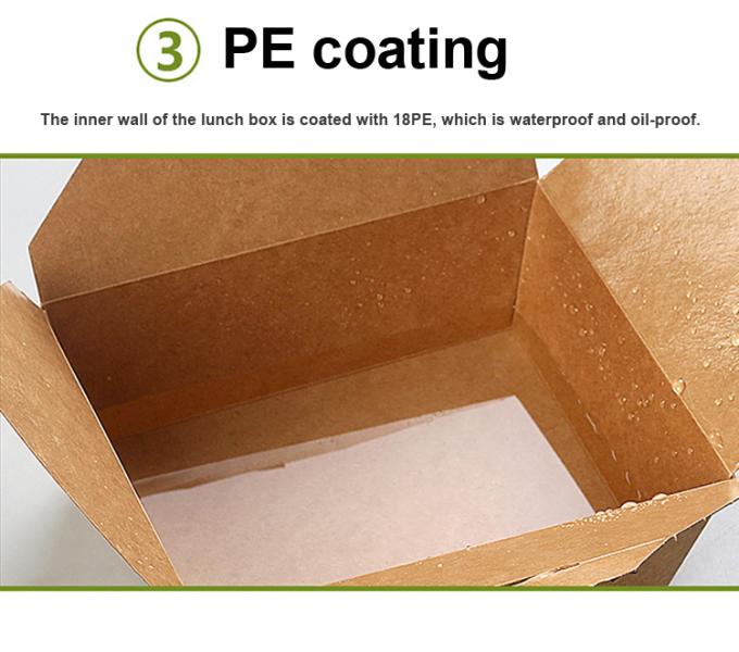 Упаковка для обеда с доставкой Kraft Paper Салат Фруктовая коробка с печатным окном PET УФ-покрытием 8