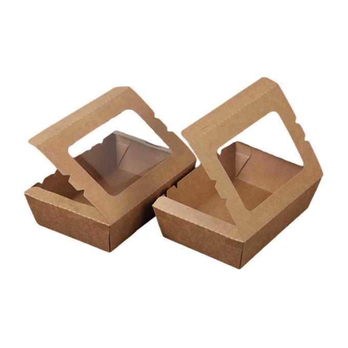 Упаковка для обеда с доставкой Kraft Paper Салат Фруктовая коробка с печатным окном PET УФ-покрытием 1