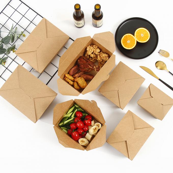 Упаковка для обеда с доставкой Kraft Paper Салат Фруктовая коробка с печатным окном PET УФ-покрытием 9